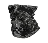 Tube Scarf Dark Skeleton Skull Grim Reaper l Satan Black Durable Face Cover Breathable Headscarf for Sports Running 26X30cm