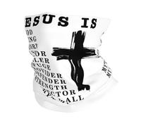 Tube Scarf Jesus Is My God My King My Savior Christianty Black Balaclava Half Face Headwear Multifunctional Half Face Scarf For Skiing Fishing Tennis 25X50 Cm