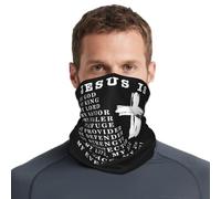 Tube Scarf Jesus Is My God My King My Savior Christianty White Balaclava Novelty Neck Gaiter Windproof Half Face Headwear For Skiing Fishing Jogging 25X50 Cm