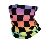 Tube Scarf Pastel Rainbow Checker Print A Novelty Neck Gaiter Multifunctional Magic Headband Dustproof Half Face Scarf For Skiing Fishing Tennis 25X50 Cm