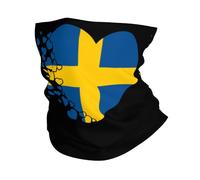 Tube Scarf Sweden Swede Swedish Heart Shaped Flag Half Face Headwear Uv Protection Novelty Neck Gaiter Multifunctional Half Face Scarf For Jogging Tennis Skiing 25X50 CM