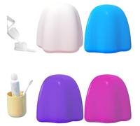 Tube Squeezers, Self Closing Toothpaste Caps 4PCS Silicone Flower-Shape Toothpaste Squeezer Caps Portable Toothpaste Cap Dispenser for Kid Adults Household Essentials