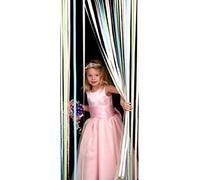 Tube Type Door Curtain with Strip and Fly Blind - Pastel Multi, 80cm Wide x 200cm Drop