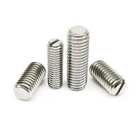 TUBEAU 5/10pcs M1.2 M1.4 M1.6 M2 M2.5 M3 M4 M5 M6 M8 A2 304 Stainless Steel Slotted Head Slot Flat End Point Set Screw Headless Grub Bolt (Color : 2mm, Size : 10pcs M1.4)
