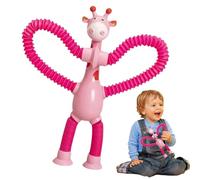 Tubes Sensory Toys - Giraffe Telescopic Tube Toys | Puzzle Suction Cup Shape Changing Fidget Pipes | Transforming into Animal Shapes, Extendable Pop Tubes, Funny Safari Gift for Kids Boys Girls