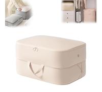Tubescream Space Zip, 2025 New Ultra Space Saving Self Compression Organizer, Three Layer Zipper Large Capacity, Portable Foldable Cloth Storage Bag (Beige, S(40 * 30 * 18cm/16 * 12 * 7in)