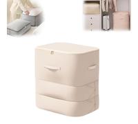 Tubescream Space Zip, 2025 New Ultra Space Saving Self Compression Organizer, Three Layer Zipper Large Capacity, Portable Foldable Cloth Storage Bag (Beige, Xl: (Three Layers) 52*42*90cm/21*17*36in)