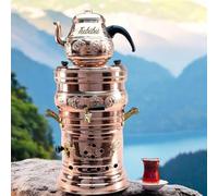Tubibu Samovar Tea Pot Set - Charcoal Handmade Real Copper (Medium)