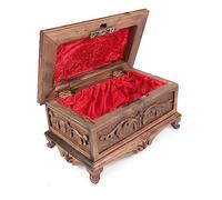 Tubibu Walnut Treasure Secret Magic Box Hand Made Unique Jewelry Box with Hidden Key 10"x6"x5" (25cmx15cmx12cm)