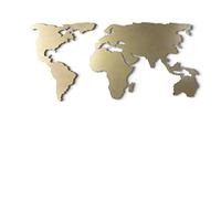 Tubibu World Map Wall Art, 100% Metal World Map 2D, Sculpture, Large and Wide - Size (23.6" x 47.2") - Wall Hanging for Living Room, Bedroom, Dorm (Gold)