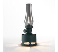 Tubicen Cordless Rechargeable Table Lamp, Vintage Battery Operated Oil Lamp Lantern Smart Blow/Tilt Off, 10-Level Rotary Touch Dimmable Flameless Kerosene Desk Night Light for Home Bedroom Decor Green