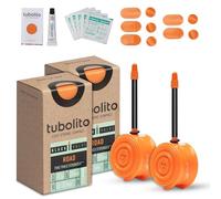 Tubolito Road 700C x 18-32mm Tube 2 Pack | Light, Strong & Compact | Rim & Disc Brake Compatibility | 2X Puncture Protection (700C x 18-32 mm, 80mm Black Presta Valve)