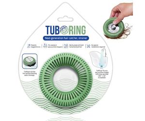 TubRing The Ultimate Tub Drain Protector Hair Catcher/Strainer/Snare, Regular - Green