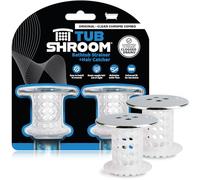 TubShroom Chrome Edition Revolutionary Tub Drain Protector Hair Catcher, Strainer, Snare, 2 Pack