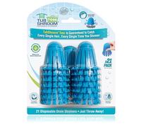 TubShroom Toss 21pk Disposable Bath Tub Drain Strainers - Hair Catcher Snare for Shower Bathtub to Prevent Clogged Drains, Traps Human and Pet Hair, One Year Supply (Blue)
