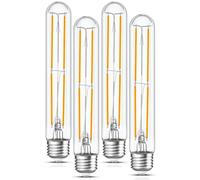 Tubular Light Bulb 7.3 Inch Dimmable T10 LED Bulb E26 6W 60 Watts Edison Bulbs 2700K Solf White,185mm Long for Wall Sconces, Pendant, Livingroom, 4-Pack
