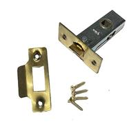 Tubular Mortice Door Latch 64mm (2.5") | Internal Latch with Screws & Strike Plate | 8mm Spindle | 44mm Backset | Matt Black, Nickel or Brass | Packs of 1, 4, 6 (Brass Plated, 1 Tubular Latch)
