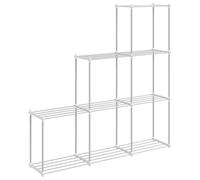 Tubular Shelf White 129x27x132cm Aluminium Freestanding Indoor Storage Rust-Free