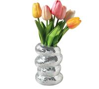TUCAI 1pc Disco Flower Pot Unique Simple Art Plastic Vase Pen Holder Multifunctional Makeup Brush Storage Cylinder Home Decoration Ornament