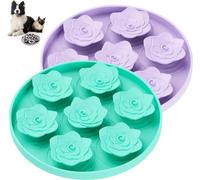 TUCANA 2PCS Lick Mat for Dogs & Cats, Stable Slow Feeding Pad with Suction Cups, Licking Treat Mat, Anxiety Relief, Build Healthy Good Eating Habit (Flower Pack of 2)