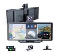 Tucarwyi 10.26" Wireless Portable Carplay Screen CarPlay & Android Auto Car Stereo 360 Rotation 4K Dash Cam 1080p Rear Camera Mirror Link Voice Control GPS Navigation(SD Card Excluded)