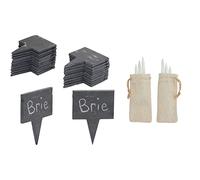 Tuccbay 20 Stone Cheese Labels for Charcuterie Board with 6 Chalks, 2 Storage Bags (28 Piece Set)