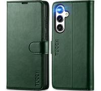 TUCCH Case for Galaxy S24 FE (6.7") 2024, Magnetic PU Leather Wallet Kickstand Folio Cover with [Shockproof Protective TPU][RFID Blocking][Card Holders]Compatible with Galaxy S24 FE 5G, Midnight Green