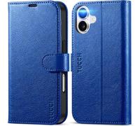 TUCCH Case for iPhone 16 (6.1") 2024 5G, Magnetic PU Leather Wallet Protective Flip Folding Stand Cover with[RFID Blocking]Card Holders[Kickstand][Shockproof TPU]Compatible with iPhone 16, Klein Blue