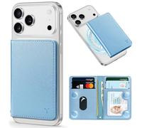 TUCCH for Magsafe Wallet, Fits 6 Cards, PU Leather Magnetic Wallet, Card Case with [RFID Blocking][Clear ID Window] for iPhone 17/17e/16/15/14/13/12 Pro/Pro Max/Plus and iPhone Air, Pearly Light Blue