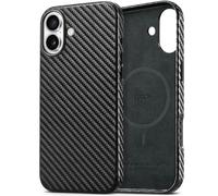 TUCCH PU Leather Case for iPhone 16 Plus (6.7") 2024, Magnetic Slim Case[Wireless Charging] Shockproof Anti-Slip Protective Cover[Anti-Fingerprint] Compatible with iPhone 16 Plus, Carbon Fiber Black