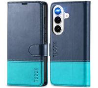 TUCCH Wallet Case for Galaxy S26 (6.3") 2026, Magnetic PU Leather Foldable Flip Stand Cover with[RFID Blocking][Credit Card Holders][Shockproof TPU] Compatible with Galaxy S26 5G, Blue & Lake Blue