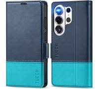 TUCCH Wallet Case for Galaxy S26 Ultra (6.9") 2026 5G, Magnetic PU Leather Folding Flip Stand Cover with[RFID Blocking][Card Holders][Shockproof TPU]Compatible with Galaxy S26 Ultra, Blue & Lake Blue