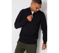 'Tucci' Funnel Neck Quarter Zip Knitted Jumper Threadbare Black XXL