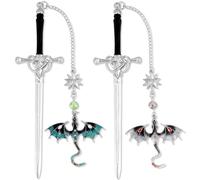 TUCEWP 2Pcs Dragon Sword Bookmark Fantasy Flying Dragon Book Mark for Men Book Lovers Coworker Teacher Student Graduation Gift Cool Unique Metal Page Bookmark for Readers Birthday Christmas Gifts