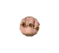 TUCEWP 3Pcs Tiger's Eye Chunky Ring Vintage Gold Knuckle Rings Set for Women Boho Retro Sun Stackable Rings Adjustable Open Ring Aesthetic Sunburst Statement Rings Christmas Birthday Jewelry Gift