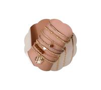 TUCEWP 7Pcs Bohemian Bead Bracelets for Women Gold Stackable Stretch Beaded Bracelets Set Dainty Multilayered Bracelets Trendy Boho Jewelry Birthday Christmas Gifts for Her Vacation Friendship Gift