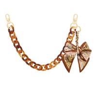 TUCEWP Amber Transparent Brown Purse Chain Strap 17.9 Inch Chunky Acrylic Bag Handle Shoulder Strap Replacement with Scarf Bow Keychain Charms Vintage Handbag Decoration Chain Bag Accessories Charms