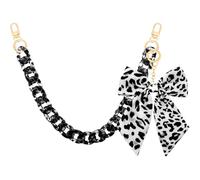 TUCEWP Black Leopard Print Purse Chain Strap 17.9 Inch Chunky Acrylic Bag Handle Shoulder Strap Replacement with Leopard Bow Keychain Charms Vintage Handbag Decoration Chain Bag Accessories for Women