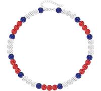 TUCEWP Bling Baseball Bead Necklace Rhinestone Disco Ball Necklace Ice Collection Necklace for Men Women Athlete, Stainless Steel, No Gemstone