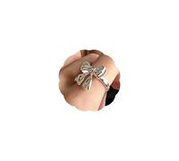 TUCEWP Bow Rings for Women Elegant Sweet Coquette Ribbon Bowknot Rings Silver Dainty Butterfly Rings Minimalist Cute Bow Statement Rings Adjustable Open Ring Trendy Christmas Birthday Jewelry Gift