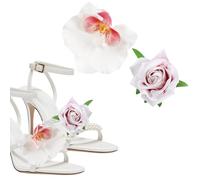 TUCEWP Butterfly Orchid Shoe Charms for Women 2Pcs Removable Flower Shoes Clips Buckle Shoe Lace Charms Sneaker Charm High Heel Slides Sandals Bag Charm Decorations for Wedding Beach Party Favors