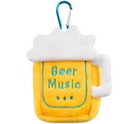TUCEWP Cute Coin Purse Beer Mug Wallet Plush Cartoon Coin Pouch Yellow Keychain Purse Small Cosmetic Bag with Zipper Beer Earphone Purse Change Pouch Christmas Birthday Gifts for Women Teen Boys