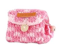 TUCEWP Cute Coin Purse Pink Checkered Wallet Mini Coin Pouch Crochet Purse with Star Keychain Small Cosmetic Bag Kawaii Earphone Purse Lovely Change Pouch Christmas Birthday Gifts for Women Teen Girls