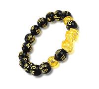 TUCEWP Feng Shui Bracelet for Men Women Good Luck Black Obsidian Wealth Bracelet Mantra Prayer Beads Chinese PiXiu Bracelets Bangle Prosperity Buddha Beads Elastic Bracelets Jewelry Gifts