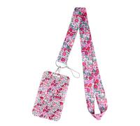 TUCEWP Floral Lanyards for Id Badges Cute Lanyard Id Holder Keychain Strap for Girls Women Vertical Sliding Card Case with Neck Lanyard Pink Preppy Key Lanyard Holder for Office School Nurses Teacher