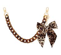 TUCEWP Leopard Print Purse Chain Strap 17.9 Inch Thick Acrylic Bag Handle Shoulder Strap Replacement with Leopard Bow Keychain Charms Vintage Handbag Decoration Chain Bag Accessories Charms for Women