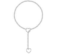 TUCEWP Slip Chain Necklace Punk Rock Long Cuban Necklace for Women Men Adjustable Lariat Y-Necklace Stainless Steel Love Heart Chain Choker Trendy Silver Simple Choker Collar Prom Jewelry Gift