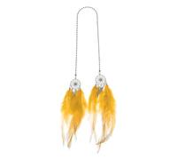 TUCKBOLD 1 Pc Feather Metal Feather Dream Catcher Car Rear View Mirror Pendant Accessories Car Hanging Ornament Yellow