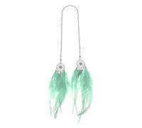 TUCKBOLD 1 Pc Feather Metal Feather Dream Catcher Car Rear View Mirror Pendant Accessories Car Hanging Ornament Light Green