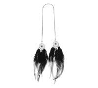 TUCKBOLD 1 Pc Feather Metal Feather Dream Catcher Car Rear View Mirror Pendant Accessories Car Hanging Ornament Black